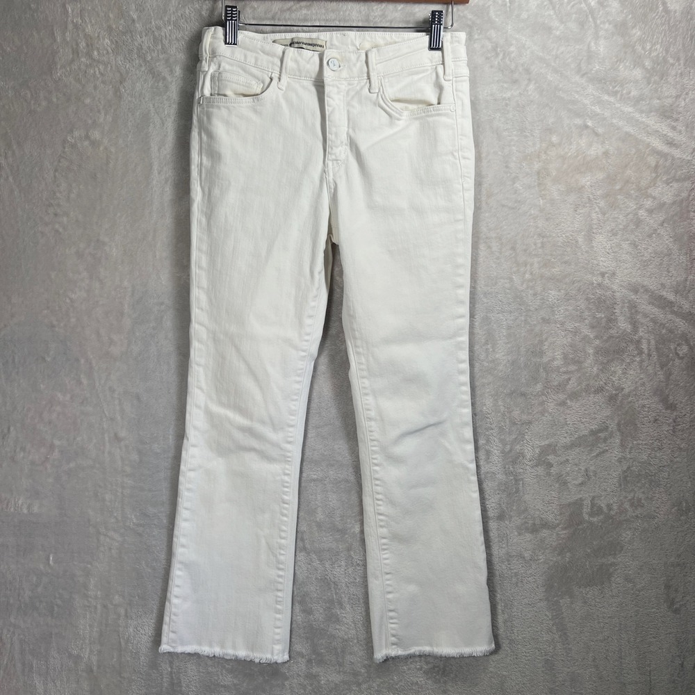 Pilcro and the Letterpress Womens‎ White Denim Cropped Flare Jeans Size 28x25